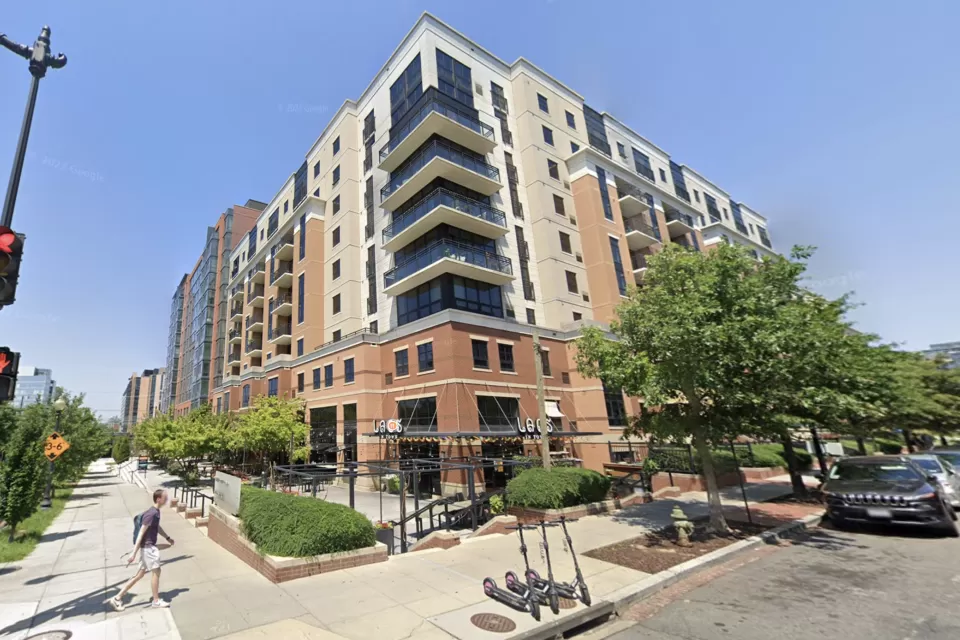 Google Street View of modern multistory apartment building in Washington, D.C.